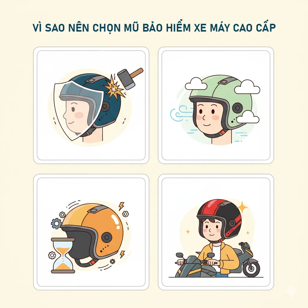 Vì sao nên chọn mũ bảo hiểm xe máy cao cấp