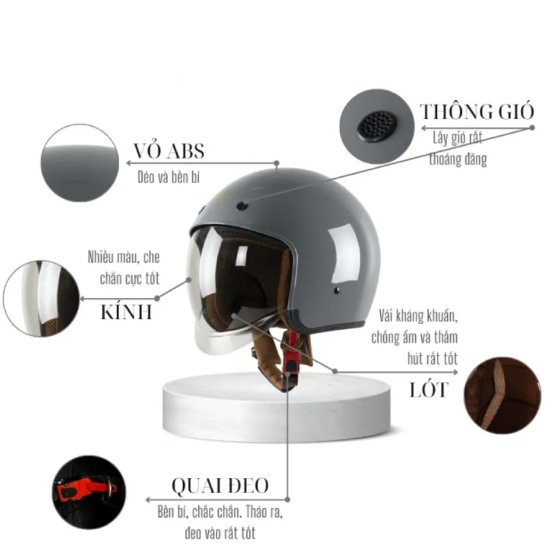 Kết cấu mũ bảo hiểm loại tốt