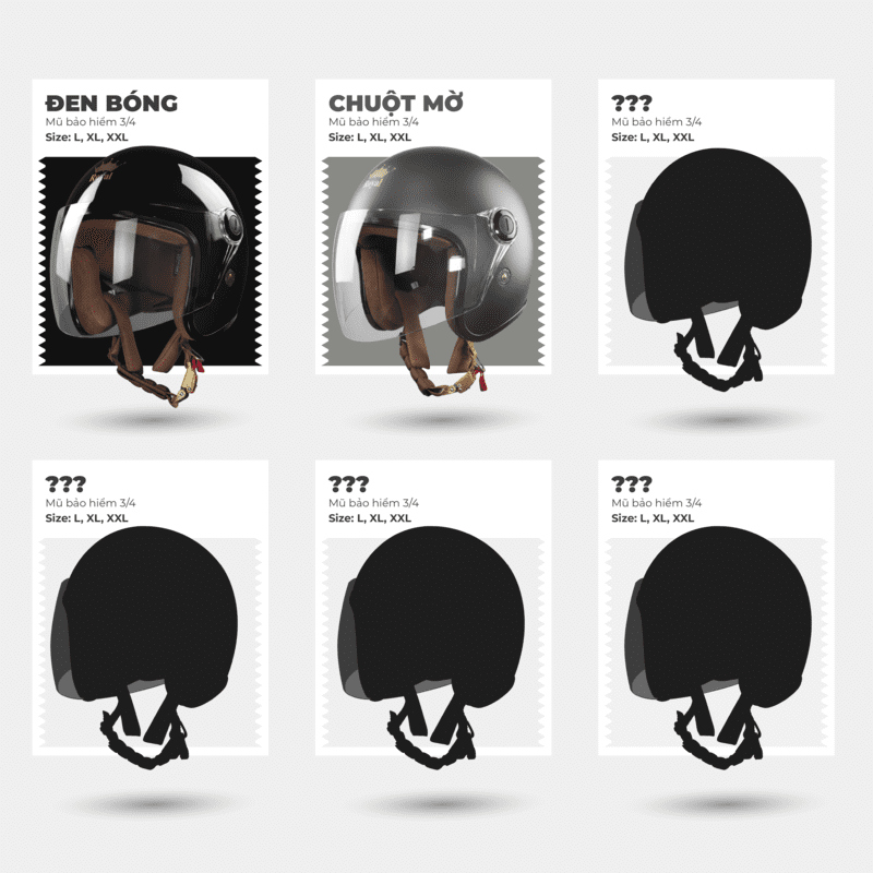 6 màu sắc mũ bảo hiểm Royal M20K