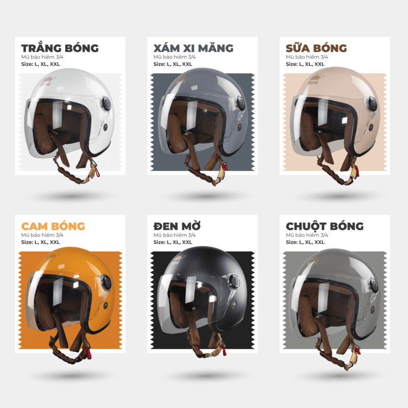 6 màu sắc mũ bảo hiểm Royal M20K