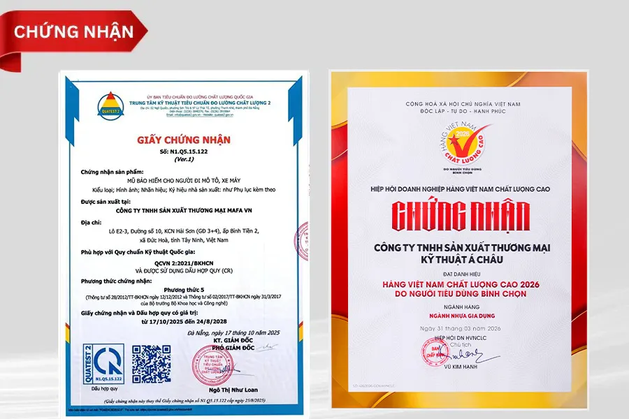 Giấy chứng nhận đạt chuẩn và hàng việt nam chất lượng cao 2026