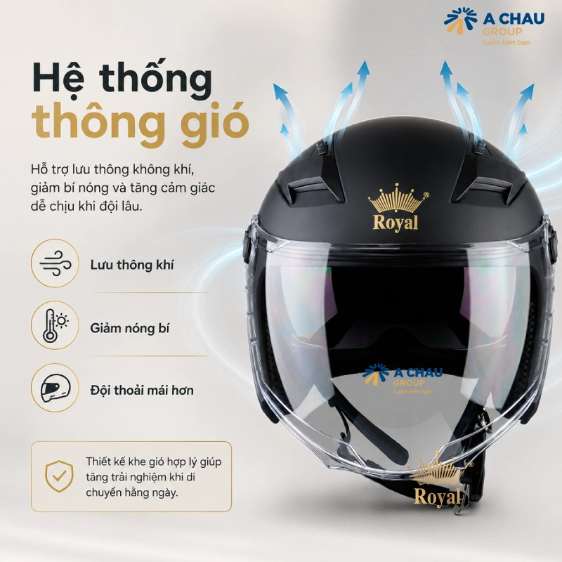 Hệ thống thông gió nằm trong cấu tạo mũ bảo hiểm nâng cao