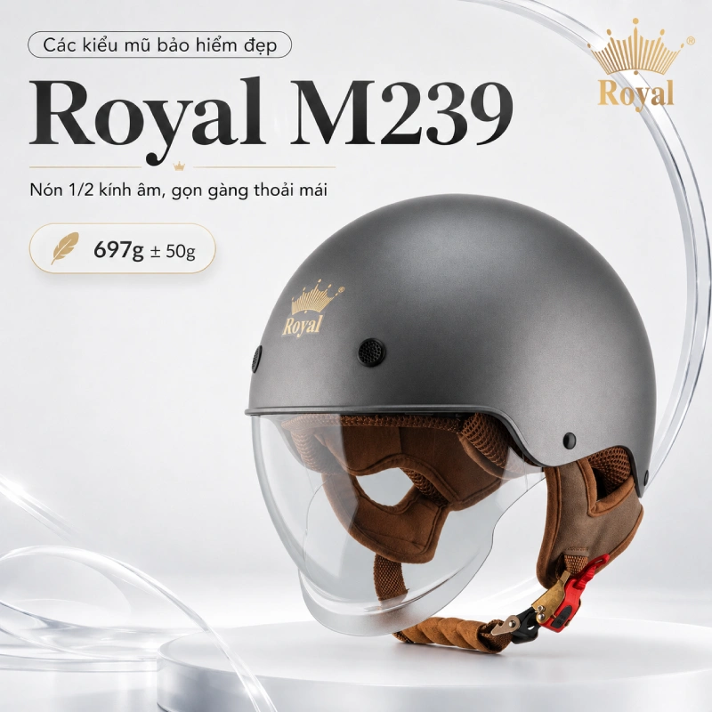 Mũ 1/2 nhẹ Royal M239