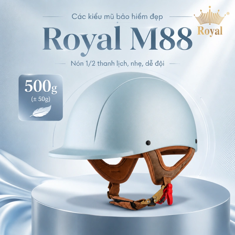 Nón bảo hiểm 1/2 nhẹ Royal M88